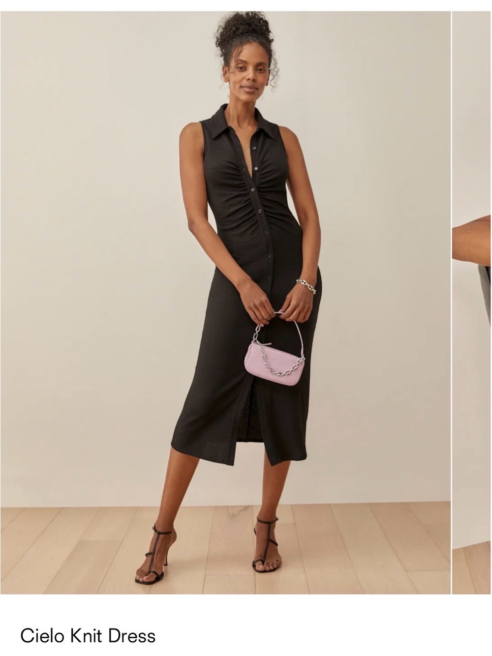 Reformation Cielo Knit Midi Dress - Black - Size M